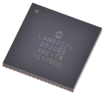 Microchip - LAN9252I/ML - Microchip LAN9252I/ML 100MBps ̫, MDI, MDIX, MII, RMII, , 3.3ߣV, 64 QFNװ		
