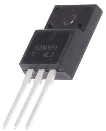 ON Semiconductor - NDFP03N150CG - ON Semiconductor Si N MOSFET NDFP03N150CG, 5 A, Vds=1500 V, 3 TO-220Fװ		