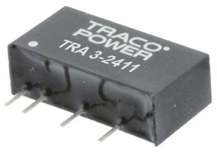 TRACOPOWER - TRA 3-2411 - TRACOPOWER TRA 3 ϵ 3W ʽֱ-ֱת TRA 3-2411, 21.6  26.4 V ֱ, 5V dc, 600mA, 1kV dcѹ, 82%Ч, SIP 6װ		