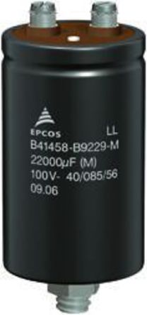 EPCOS - B41458B9229M - EPCOS B41458 ϵ 100 V ֱ 22000F  B41458B9229M, 20%ݲ, 5m(ֵ), +85C		
