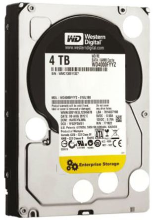 Western Digital - WD4000FYYZ - Western Digital Re Datacentre 3.5in 4 TB 7200 RPM SATA Ӳ WD4000FYYZ, 64mb		