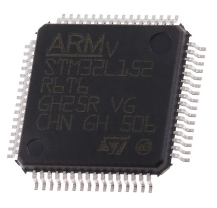 STMicroelectronics - STM32L152R6T6 - STMicroelectronics STM32L ϵ 32 bit ARM Cortex M3 MCU STM32L152R6T6, 32MHz, 32 kB ROM , 16 kB RAM, 1xUSB, LQFP-64		