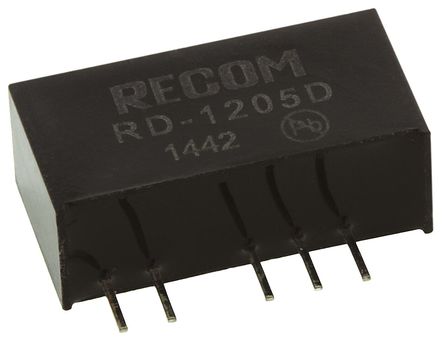 Recom - RD-1205D - Recom RD ϵ 2W ʽֱ-ֱת RD-1205D, 10.8  13.2 V ֱ, 5V dc, 200mA, 500V acѹ, SIPװ		