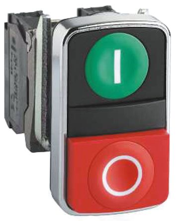 Schneider Electric - ZB4BA7341 - METAL FLUSH TWO BUTTON GREEN/RED		