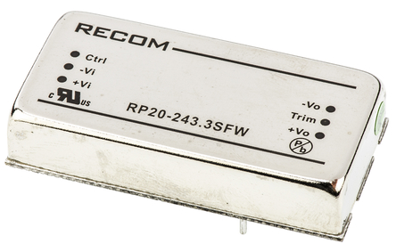 Recom - RP20-243.3SFW - Recom RP20 FW ϵ 20W ʽֱ-ֱת RP20-243.3SFW, 9  36 V ֱ, 3.3V dc, 5.5A, 1.6kVѹ, 84%Ч		