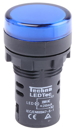 TECHNA - LEDtecBlue230Vac - TECHNA ɫ LED ָʾ LEDtecBlue230Vac, 22mmֱ, IP65		