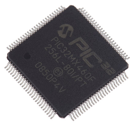 Microchip - PIC32MX460F256L-80I/PT - Microchip PIC32MX ϵ 32 bit PIC MCU PIC32MX460F256L-80I/PT, 80MHz, 12 kB256 kB ROM , 32 kB RAM 2xUSB, TQFP-100		