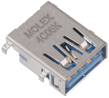 Molex - 48394-0003 - Molex 48394 ϵ 1 ˿ ֱ USB3.0 A  USB  48394-0003, ͨ, 30 V, 1.8A		