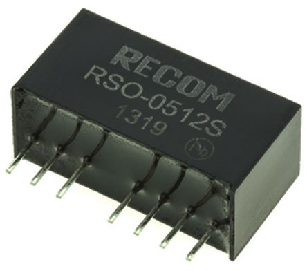 Recom - RSO-0512S - Recom RSO ϵ 1W ʽֱ-ֱת RSO-0512S, 4.5  9 V ֱ, 12V dc, 83mA, 1kV dcѹ, 75  80%Ч, SIPװ		