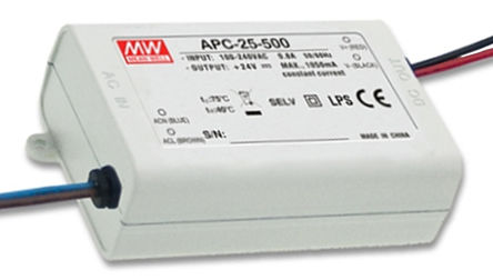 Mean Well - APC-25-500 - Mean Well LED  APC-25-500, 127  370 V ֱ90  264 V , 15  50V, 500mA, 25.2W		