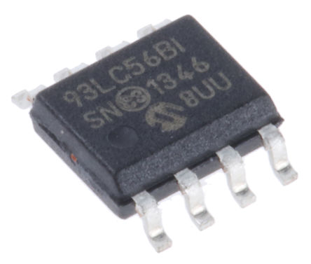 Microchip - 93LC56B-I/SN - Microchip 93LC56B-I/SN 串行 EEPROM 存储器, 2kbit, 串行 - Microwire接口, 2.5 → 5.5 V, 8引脚 SOIC封装		