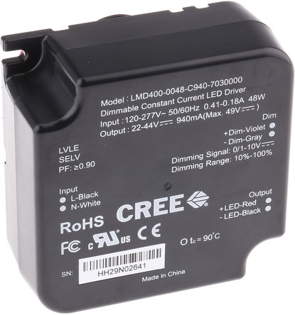 Cree - LMD400-0048-C940-7030000 - Cree LED  LMD400-0048-C940-7030000, 108  305 V, 22  44V, 940mA, 41W		