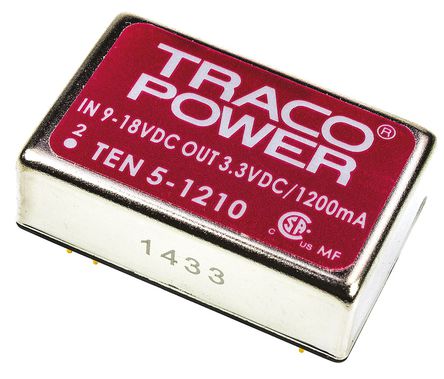 TRACOPOWER - TEN 5-1210 - TRACOPOWER TEN 5 ϵ 6W ʽֱ-ֱת TEN 5-1210, 9  18 V ֱ, 3.3V dc, 1.2A, 1.5kV dcѹ, 77%Ч, DIP 24װ		