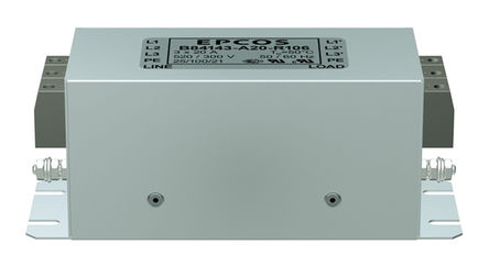 EPCOS - B84143A0065R106 - EPCOS R120 系列 3相 65A 520 V 交流 法兰安装 RFI 滤波器 B84143A0065R106, 带螺丝接端		