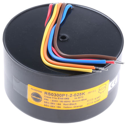 Nuvotem Talema - 0300P1-2-025K - Nuvotem Talema 300VA 2 αѹ 0300P1-2-025K, 2 x 25V acμѹ, 125.6 (Dia.) x 65.3mm		