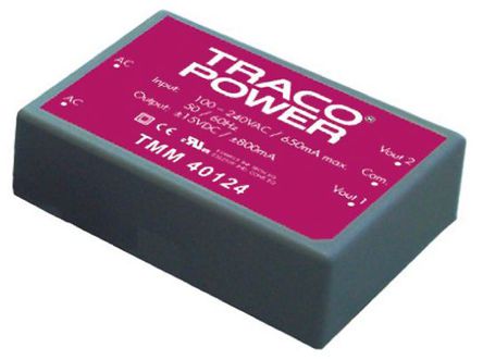 TRACOPOWER - TMM 40115 - TRACOPOWER 40W  ǶʽģʽԴ SMPS TMM 40115, 85  264V ac, 15V dc, 8A, 84%Ч, ܷװ		