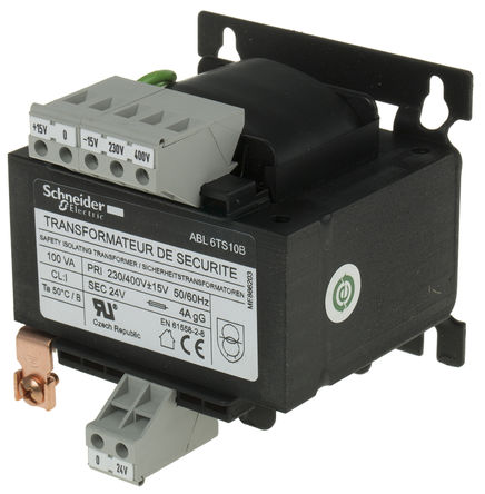 Schneider Electric - ABL6TS10B - Schneider Electric 100VA DIN 尲װѹ ABL6TS10B, 1, :230V ac, 400V ac μ:24V ac, 		