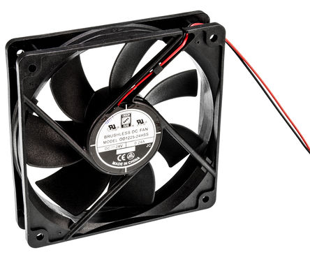 RS Pro - OD1225-24HSS - RS Pro OD1225 ϵ 5.8W 24 V ֱ  OD1225-24HSS, 144.5m3/h, 2200rpm, 120 x 120 x 25mm		