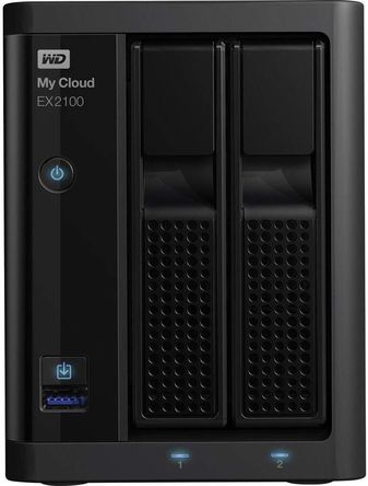 Western Digital - WDBWAZ0000NBK-EESN - Western Digital My Cloud EX2100  NAS  WDBWAZ0000NBK-EESN, 2 ߼, 1 x USB 3.0 ˿		