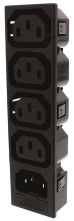 Bulgin - PX0718/4/15/ST - Bulgin Ƕʽ C13, C14 x2 IEC ͷ PX0718/4/15/ST, Ӷ˽, 10A, 250 V 		