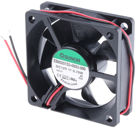 Sunon - EB60201S3-000U-999 - Sunon EB ϵ 0.7W 12 V ֱ  EB60201S3-000U-999, 28m3/h, 3000rpm, 60 x 60 x 20mm		
