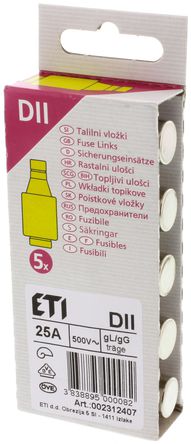 ETI - 2312407 - ETI 25A DIIߴ gG - gL Diazed ۶ 2312407, E27, 500V ac		