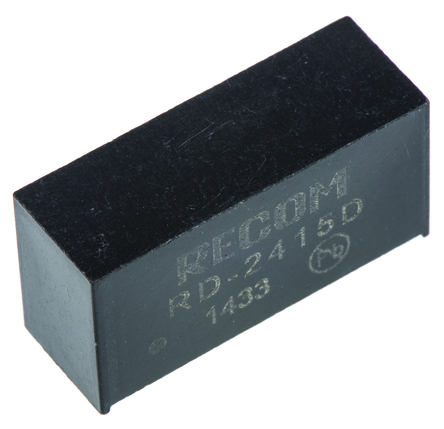 Recom - RD-2415D - Recom RD ϵ 2W ʽֱ-ֱת RD-2415D, 21.6  26.4 V ֱ, 15V dc, 66mA, 1kVѹ, 86%Ч, SIPװ		
