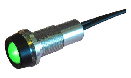 Oxley - STR/LH10/24/FL30/H/GN - Oxley STR/LH10/24/FL30/H/GN 10 mm ͹ ɫ LED ָʾ, ߽Ӷ, 10.15mmװ׳ߴ, 24 V /ֱ		