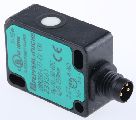 Pepperl + Fuchs - UBR250-F77-E2-V31 - Pepperl + Fuchs IP67 ̼֬ ״  UBR250-F77-E2-V31, 0  250 mm , PNP-NO, 4 M8 Ӷ		