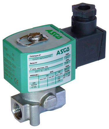 Asco - E262K262S1N00F8 - Asco E262K ϵ 4.5ͣbar6.5bar6.5ˮbar 2˿ ͭ ŷ E262K262S1N00-230V 50HZ, 1/4in˿, NOԤ跧λ, 230 V Դ		