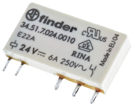 Finder - 34.51.7.024.0010 - Finder 34.51.7.024.0010 ˫ PCB װ Ǳ̵, 24V dc		