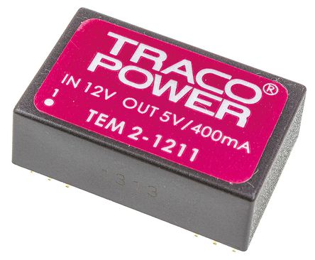 TRACOPOWER - TEM 2-1211 - TRACOPOWER TEM 2 ϵ 2W ʽֱ-ֱת TEM 2-1211, 10.8  13.2 V ֱ, 5V dc, 400mA, 1kV dcѹ, 50%Ч, DIP 24װ		