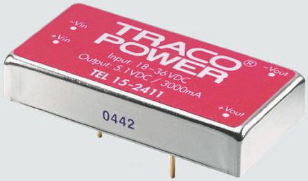 TRACOPOWER - TEL 15-4822 - TRACOPOWER TEL 15 ϵ 15W ʽֱ-ֱת TEL 15-4822, 36  75 V ֱ, 12V dc, 625mA, 1.5kV dcѹ, 1 x 2 inװ		