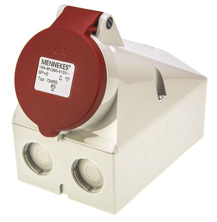 Mennekes - 734 - Mennekes ɫ 7P ҵԴ ֱ ڹʽ  734, 16A, 400 V, IP44		