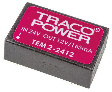 TRACOPOWER - TEM 2-2412 - TRACOPOWER TEM 2 ϵ 2W ʽֱ-ֱת TEM 2-2412, 21.6  26.4 V ֱ, 12V dc, 165mA, 1kV dcѹ, 61%Ч		