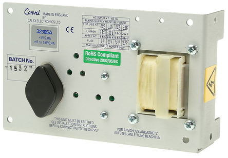 Calex - 32305AR - Calex ʽ ǶʽԵԴ 32305AR, 240V ac, 9  15V dc, 2 A, 400 mA, 45 %, 55 %Ч, 165.1 x 101.6 x 52.58mm		