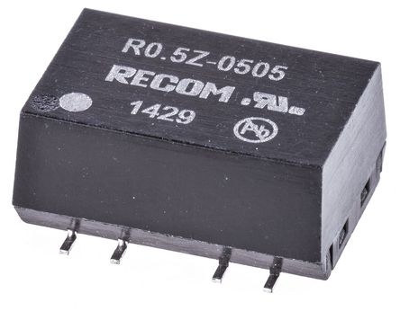Recom - R0.5Z-0505 - Recom R0.5Z ϵ 0.5W ʽֱ-ֱת R0.5Z-0505, 4.75  5.25 V ֱ, 5V dc, 100mA, 1kV dcѹ, 53  55%Ч		