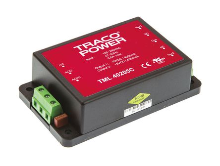 TRACOPOWER - TML 40205C - TRACOPOWER 40W 2 ǶʽģʽԴ SMPS TML 40205C, 100  375 V dc, 90  264 V ac, 5V dc, 4A		