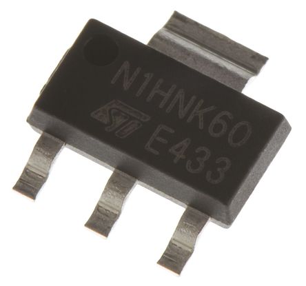 STMicroelectronics - STN1HNK60 - STMicroelectronics MDmesh, SuperMESH ϵ Si N MOSFET STN1HNK60, 400 mA, Vds=600 V, 3+Ƭ SOT-223װ		