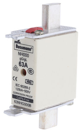 Cooper Bussmann - 63NHG000B - Cooper Bussmann 63A 000 NH gG - gL ĺʽ۶ 63NHG000B, DIN 43620-1, DIN 43620-3, IEC 60269, VDE 0636׼		
