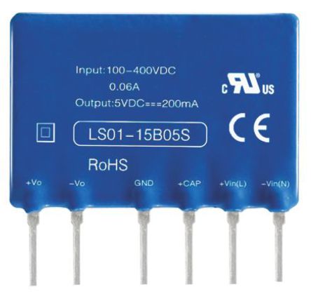 RS Pro - LS01-15B24S - RS Pro 1W  ǶʽģʽԴSMPS LS01-15B24S, 100  400 V dc, 85  264 V ac, 24V dc, 41.6mA, 68%Ч		