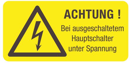 Idento - ESSW40074 - Idento ESSW40074 5װ ɫ   PVC Σվ־ “ACHTUNG! Bei ausgeschaltetem Hauptschalter unter Spannung!“		