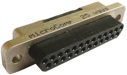 Souriau - 8MCNF25P011B - Souriau MicroComp 系列 25路 2mm节距 直 Micro-D 超微压接连接器 插头 8MCNF25P011B, 2.5A, 镀金触芯		