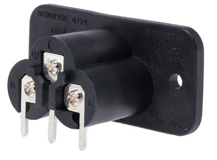 Schurter - 4300.0101 - Schurter ͨ C6 ֱ IEC ͷ 4300.0101, Ӷ˽, 2.5A, 250 V 		
