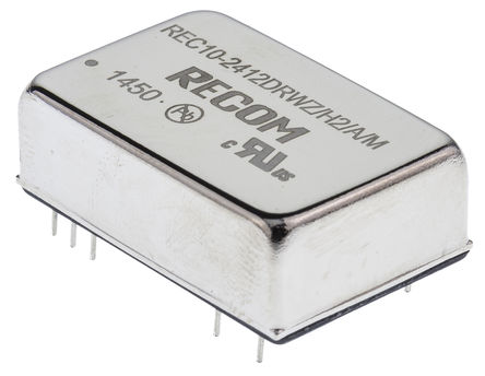 Recom - REC10-2412DRWZ/H2/A/M - Recom REC10/M ϵ 10W ʽֱ-ֱת REC10-2412DRWZ/H2/A/M, 9  36 V ֱ, 12V dc, 416mA, 2kV dcѹ, 85%Ч		