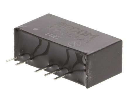 Recom - RY-0512S - Recom RY ϵ 1W ʽֱ-ֱת RY-0512S, 4.75  5.25 V ֱ, 12V dc, 84mA, 1kV dcѹ, 66%Ч, SIPװ		