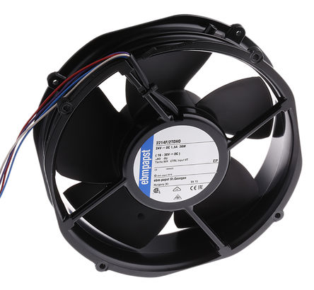 ebm-papst - 2214F/2TDHO - ebm-papst S-Force ϵ 41W 24 V ֱ  2214F/2TDHO, 790m3/h, 4250rpm, 200 (Dia.) x 50.8mm		