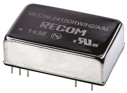 Recom - REC10-2412DRW/H2/A/M - Recom REC10/M ϵ 10W ʽֱ-ֱת REC10-2412DRW/H2/A/M, 18  36 V ֱ, 12V dc, 416mA, 2kV dcѹ, 86%Ч		