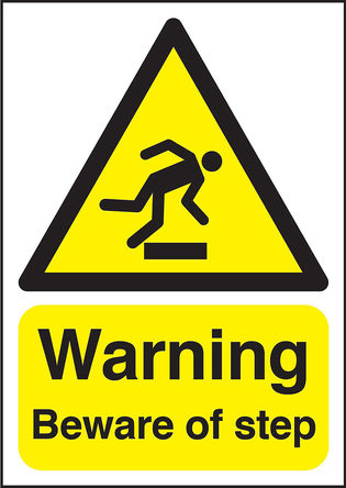 Signs & Labels - HA21451R - Signs & Labels HA21451R 白色 英语 PP 危险警告标志 “Beware of Step“, 210 x 148mm		