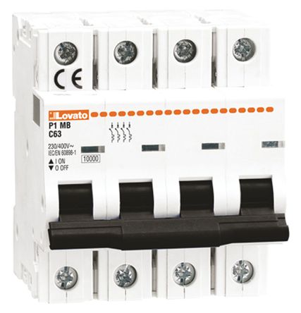 Lovato - P1MB4PC32 - Lovato ģ P1MB ϵ 4 32 A MCB ΢Ͷ· P1MB4PC32, 10 kA Ͽ, C բ		